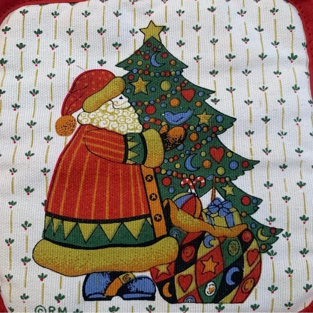Vintage Christmas Santa Pot Holders Set